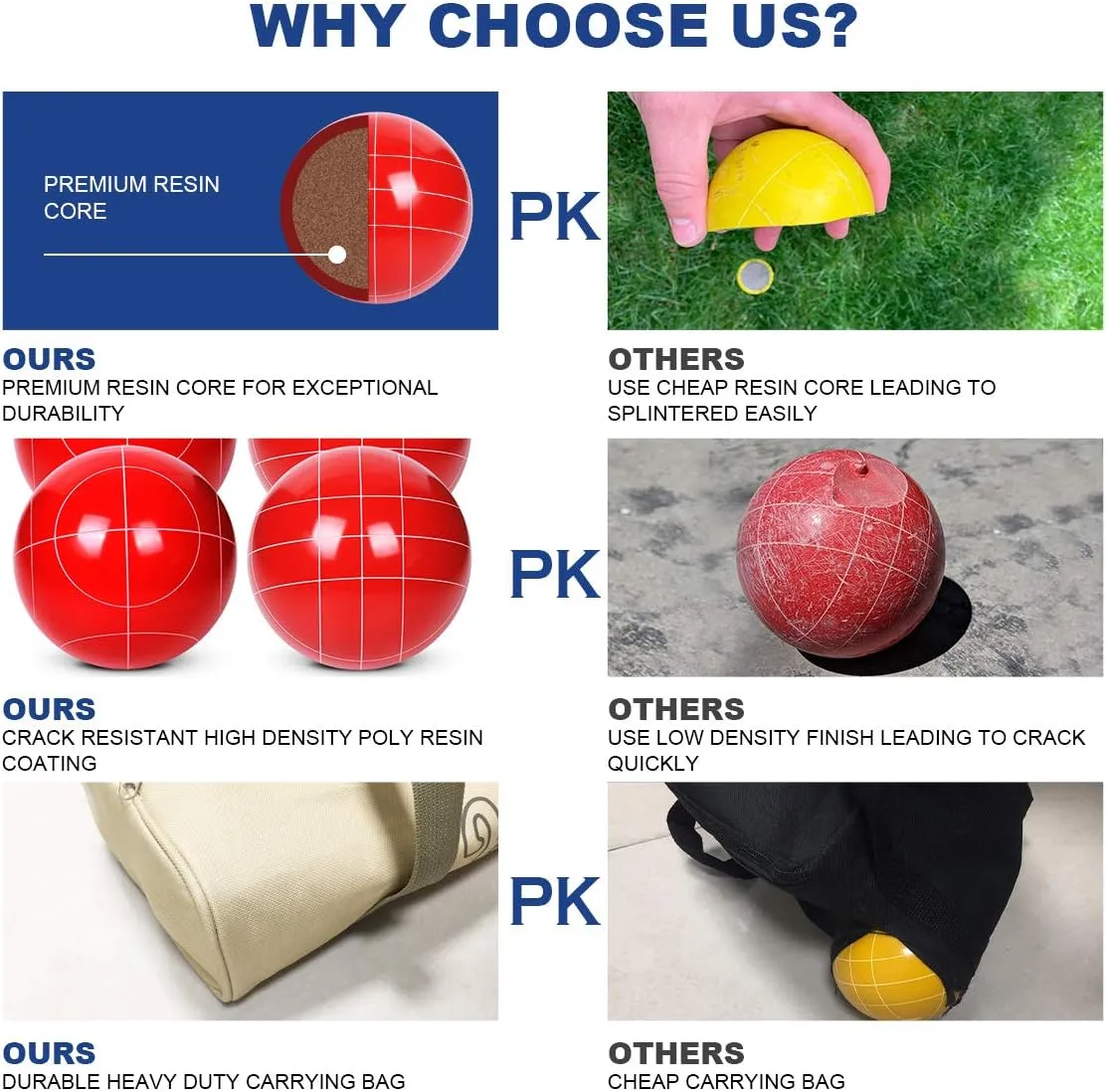 100mm Bocce Ball Set Regulation Size and Weight with 8 Resin Bochie Balls, Pallino, Carrying Bag, Measuring Rope, Gift for Family Backyard Lawn Yard Beach Bocci Games (Multi Colors, 2-8 Players)