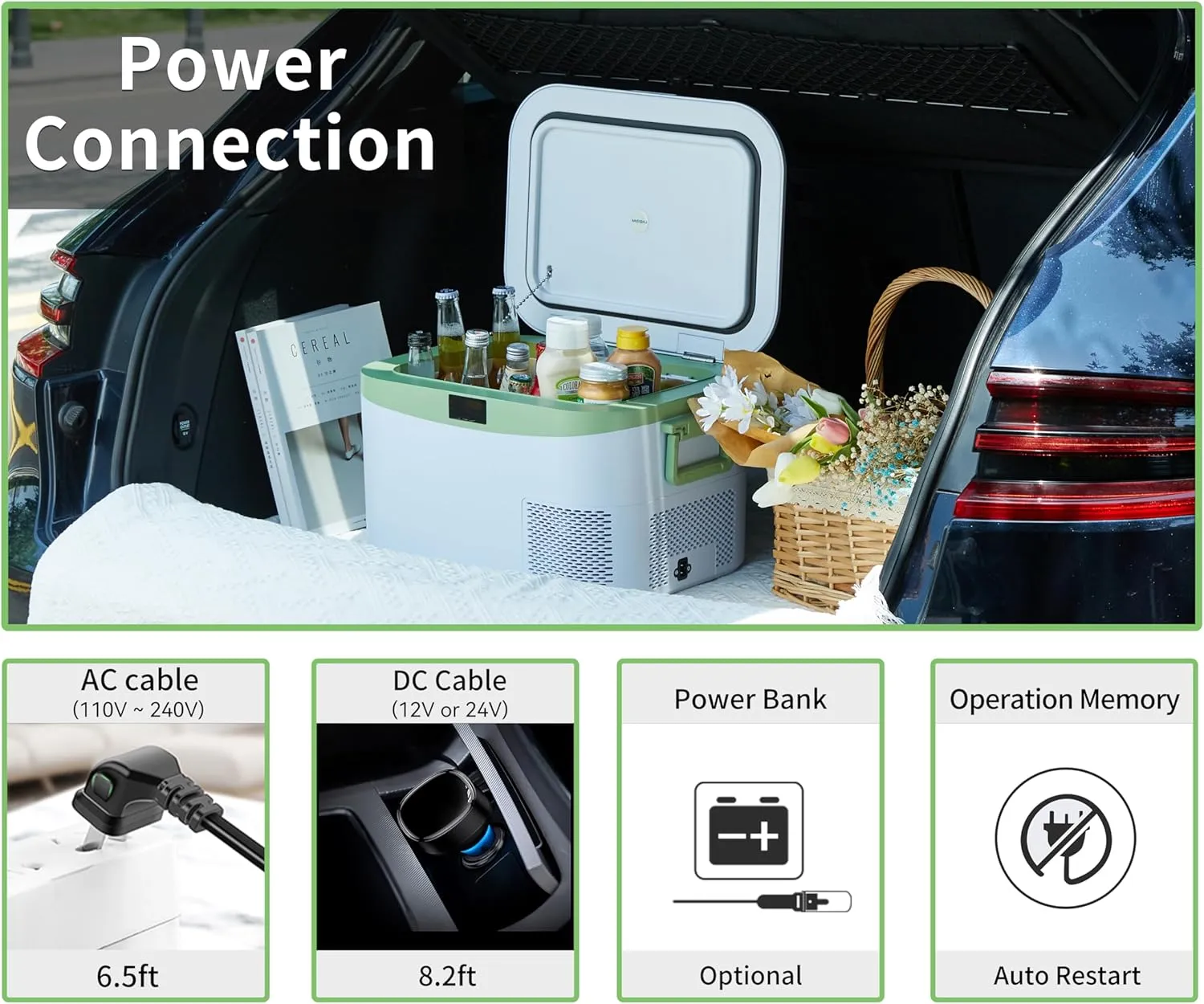 12 Volt Refrigerator Portable Car Freezer 13.5 Quart (12.8 Liter) Compressor Cooler 12V/24V DC 110～240 Volt AC for Truck Van RV Camper SUV Boat Travel Camping Road Trips Tailgating -18℃~ 15℃
