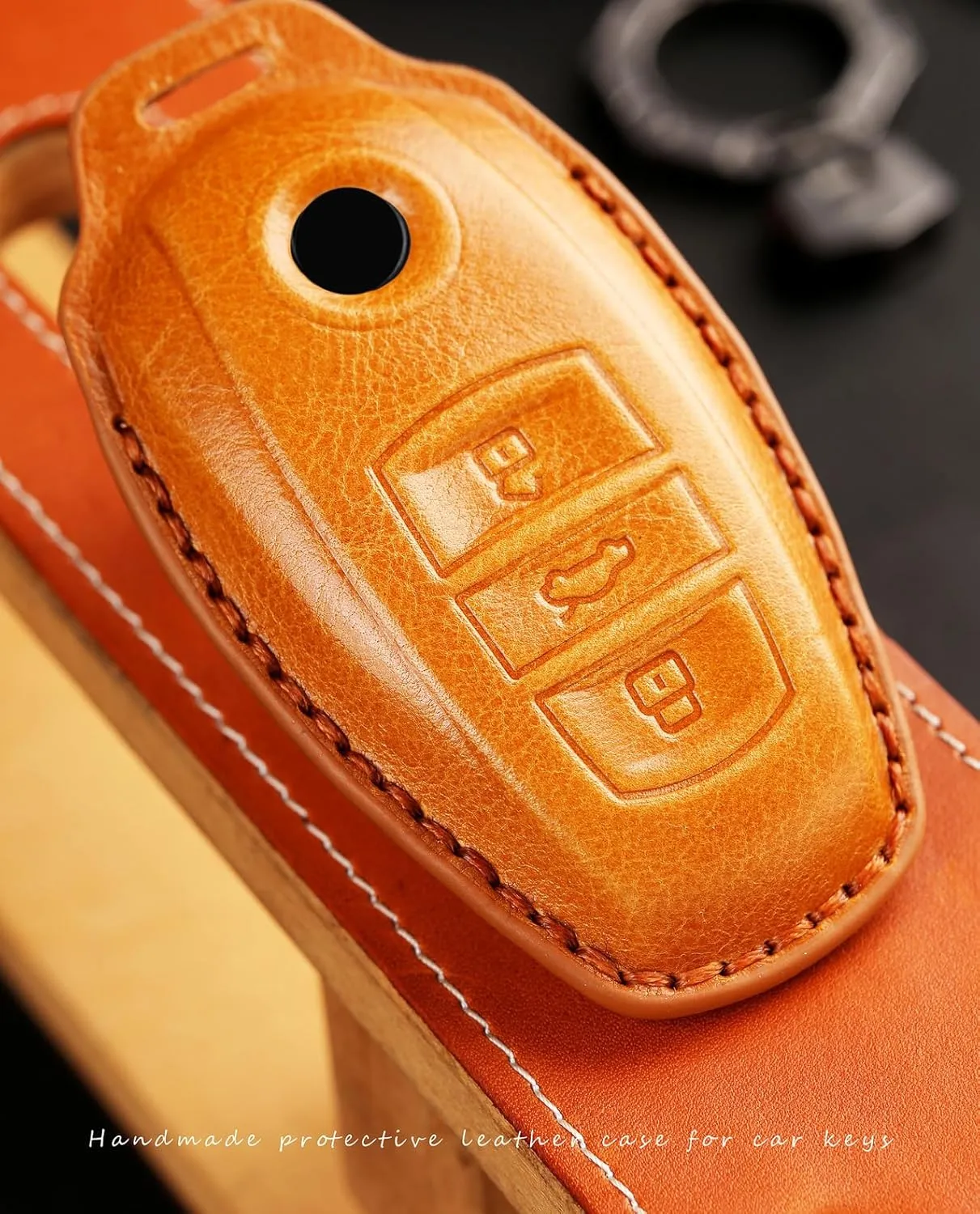 3 Button Key Fob Cover Fit for VW Volkswagen Touareg Key Case Key Shell Key Holder Accessories Protector Brown