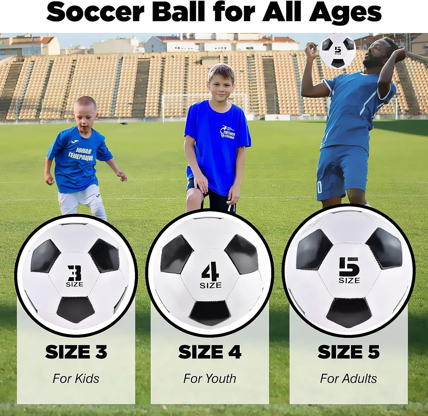 6 Pack Classic deflated Soccer Balls Size 3/4/5 with Pump and Mesh Bag for Indoor Outdoor Lawn Game Training Practice Bulk Sport Gift for Teens Adults