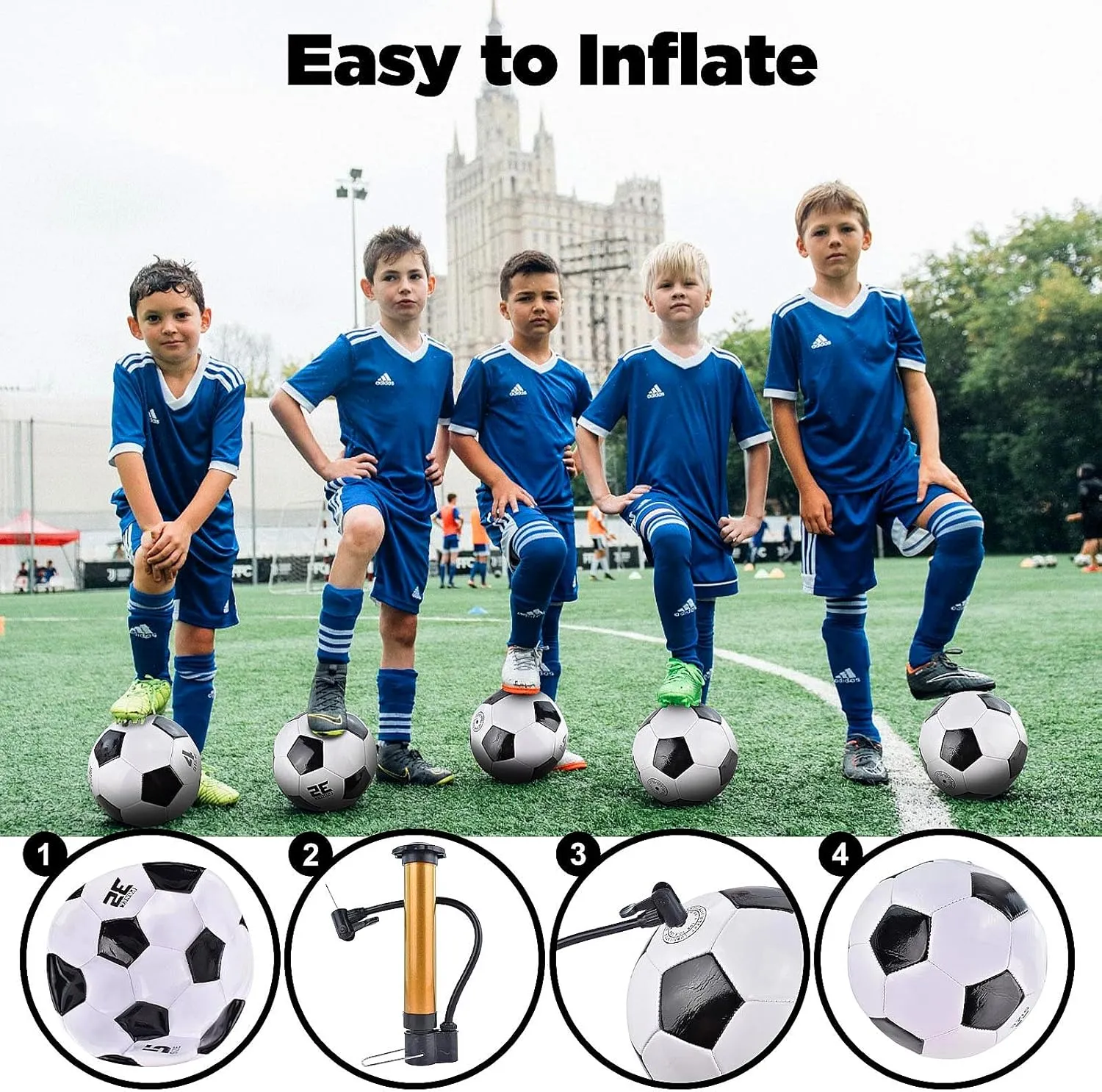 6 Pack Classic deflated Soccer Balls Size 3/4/5 with Pump and Mesh Bag for Indoor Outdoor Lawn Game Training Practice Bulk Sport Gift for Teens Adults