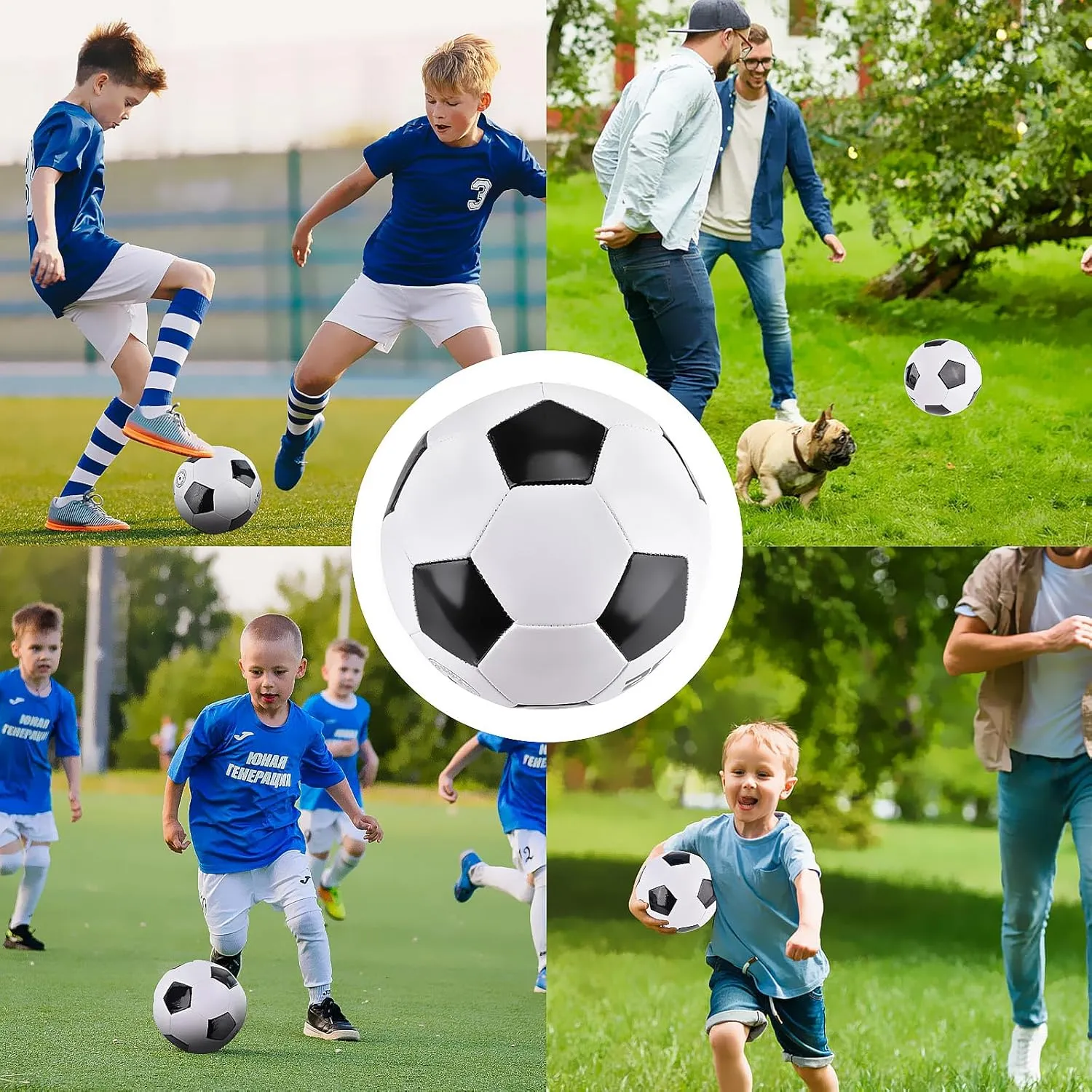 6 Pack Classic deflated Soccer Balls Size 3/4/5 with Pump and Mesh Bag for Indoor Outdoor Lawn Game Training Practice Bulk Sport Gift for Teens Adults