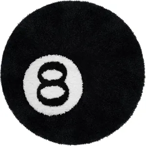 8 Ball Rug, 24 inch Large Black Round Rug for Home Decor, Stussy Cool Eight Ball Rug for Bedroom Living Room, Housewarming Gift, Black