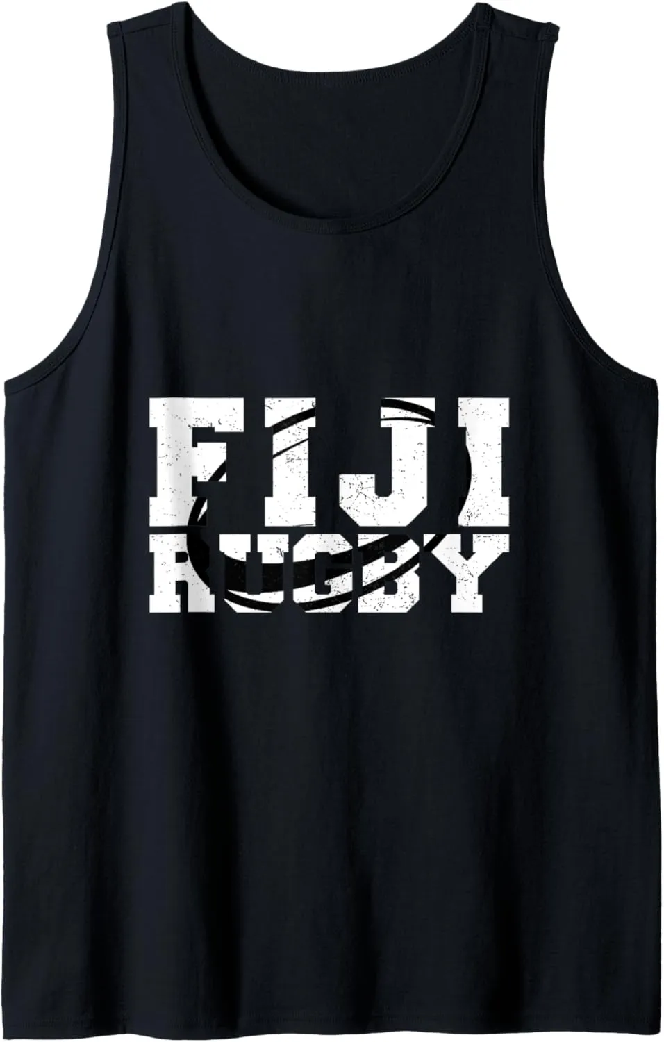 A Rugby Ball Inside Fiji Bold Letters Vintage Athletic Sport Tank Top
