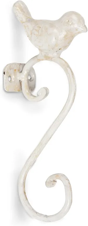 Abbott Collection Forge Small Bird Cast Iron Hook - Antique White (7" L)