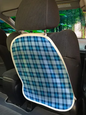 Ambesonne Checkered Car Seat Protector Set of 2, Intersecting Stripes and Squares Picnic Themed Tile Pattern in Blue Colors, Universal Kick Mat for Dirt Mud & Scratches, 18" x 24", Blue Pale Blue