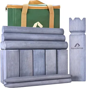 ApudArmis Kubb Yard Game Set, Viking Chess Outdoor Clash Toss Yard Game with Carrying Case - Rubber Wooden Backyard Lawn Games Set for Teenagers Adults Family