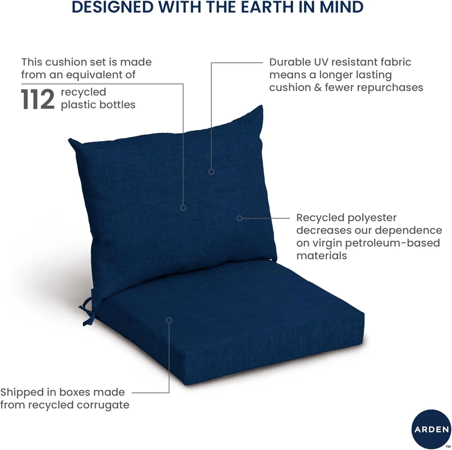 Arden Outdoor Dining Chair Cushion, 21 x 21, Rain-Proof, Fade Resistant 21 x 21, Aqua Leala