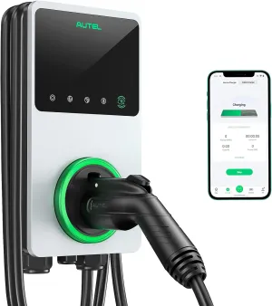 Autel Home Smart Electric Vehicle (EV) Charger up to 50Amp, 240V, Indoor/Outdoor Car Charging Station with Level 2, Wi-Fi and Bluetooth Enabled EVSE, 25-Foot Cable(Silver)