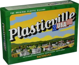 Bachmann Trains - PLASTICVILLE U.S.A. BUILDINGS – CLASSIC KITS - FIRE HOUSE w/Pumper Truck, Ladder Truck & Fire Chief Car - O Scale