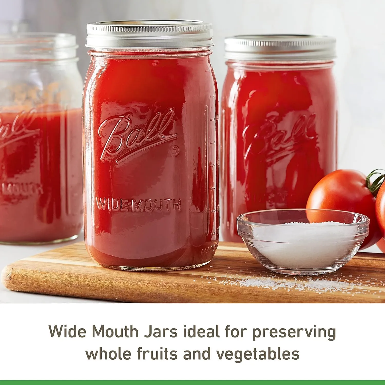 Ball Wide Mouth Glass Mason Jars with Lids and Bands, Used for Canning, Pickling, Juice, Jam, Jelly, Quart Size 32 Ounce (Pack of 8)