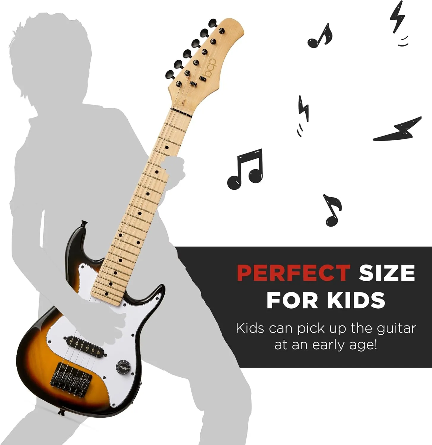 Best Choice Products 30in Kids Electric Guitar Beginner Starter Kit w/ 5W Amplifier, Strap, Gig Bag, Strings, Picks - Sunburst