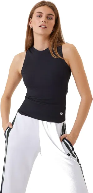 Bjorn Borg Ace Rib Tank Pocket, Black Racerback Tennis Top with Ball Pocket