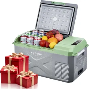 BODEGACOOLER 12 Volt Car Refrigerator, 18 Quart Portable Freezer, Car Fridge -4℉-68℉, Compressor Electric Cooler 12/24V DC100-240 Volt AC for Outdoor RV Camping Travel Vehicles Home Use