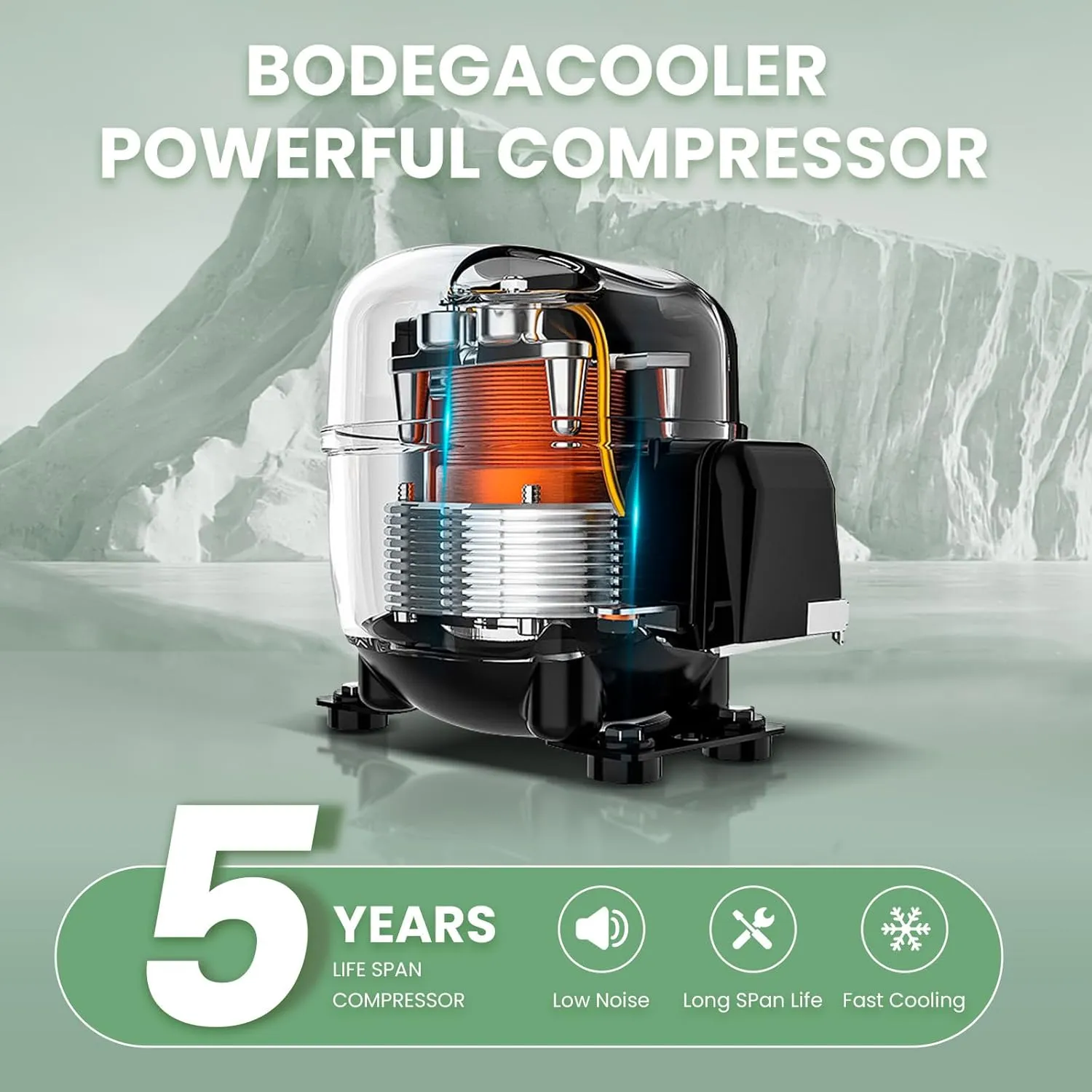 BODEGACOOLER 12 Volt Car Refrigerator, 18 Quart Portable Freezer, Car Fridge -4℉-68℉, Compressor Electric Cooler 12/24V DC100-240 Volt AC for Outdoor RV Camping Travel Vehicles Home Use