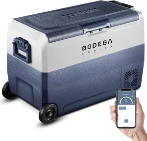 BODEGACOOLER 12 Volt Car Refrigerator,64 Quart Portable Fridge Cooler APP Control,-4℉-68℉ 60L Dual Zone Car Freezer Cooler, 12/24V DC and 100-240V AC for Camping,Travel,RV,Boat,Van,Road Trip