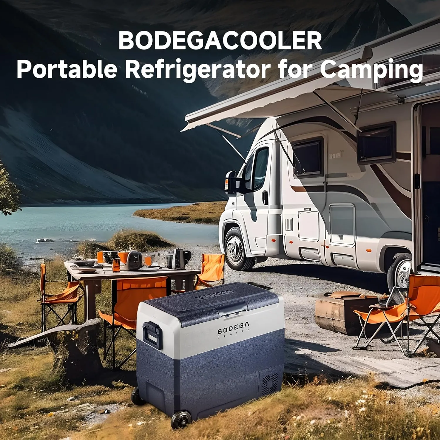 BODEGACOOLER 12 Volt Car Refrigerator,64 Quart Portable Fridge Cooler APP Control,-4℉-68℉ 60L Dual Zone Car Freezer Cooler, 12/24V DC and 100-240V AC for Camping,Travel,RV,Boat,Van,Road Trip