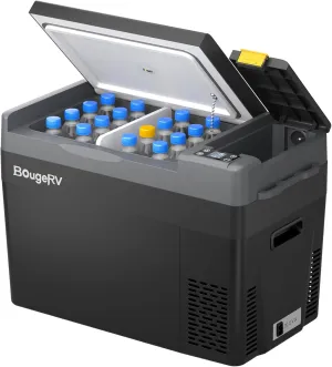 BougeRV 12 Volt Refrigerator, CRPRO 30 Quart 12V Car Fridge, Portable Freezer (-8℉~50℉), Compressor Electric Cooler with 12V/24 DC, 110-240 AC for Outdoor Camping Overlanding Truck RV SUV Van