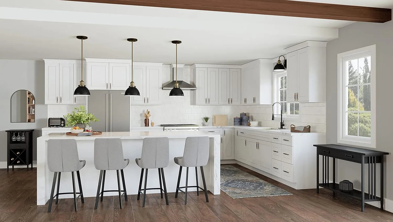 Brookings Shaker Unassembled Wall Kitchen Cabinet W3324, 33 W x 12 D x 24 H, Painted White with Sherwin Williams®, Solid Wood – Design House, 561605