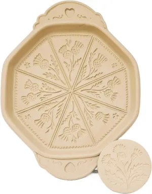 Brown Bag Scotland Ceramic Set of 2 Thistle Shortbread Pan and Cookie Stamp Scottish Kitchen Tools Backing Supplies Birthday Present Housewarming Gift
