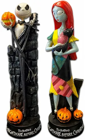 Cafele A Nightmare Before Christmas Figurines Set ~ 2 Pack Jack Skellington and Sally with Pumpkin Halloween Statue Sculpture Home Decoration Collection Gifts (2 pcs)