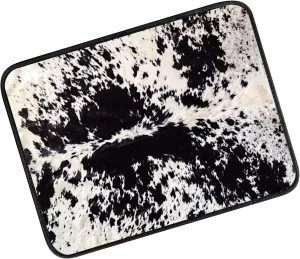 Car Center Console Cover, Universal Soft Large Neoprene Auto Armrest Seat Box Cover, Funny Car Decor Accessories Fit for Most Cars, Vehicles, SUVs Black White Cowhide