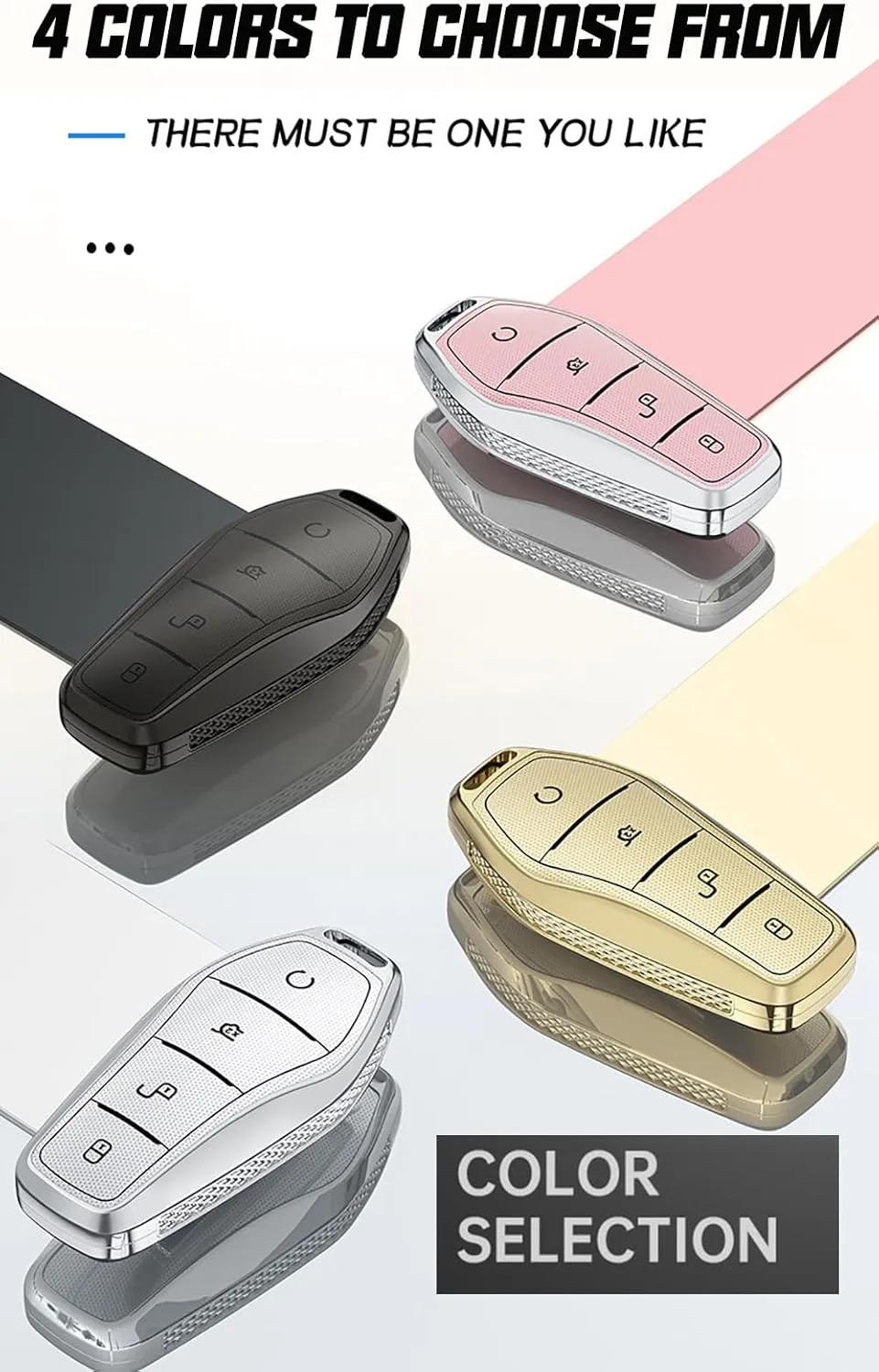 Car Key Fob Cover Keychain Compatible with BYD Han Ev/Tang Dm/Qin Plus/Song Pro/MAX Car Key Case Cover Protector Key Cover,Smart Remote Keyless Key Fob Shell(Black