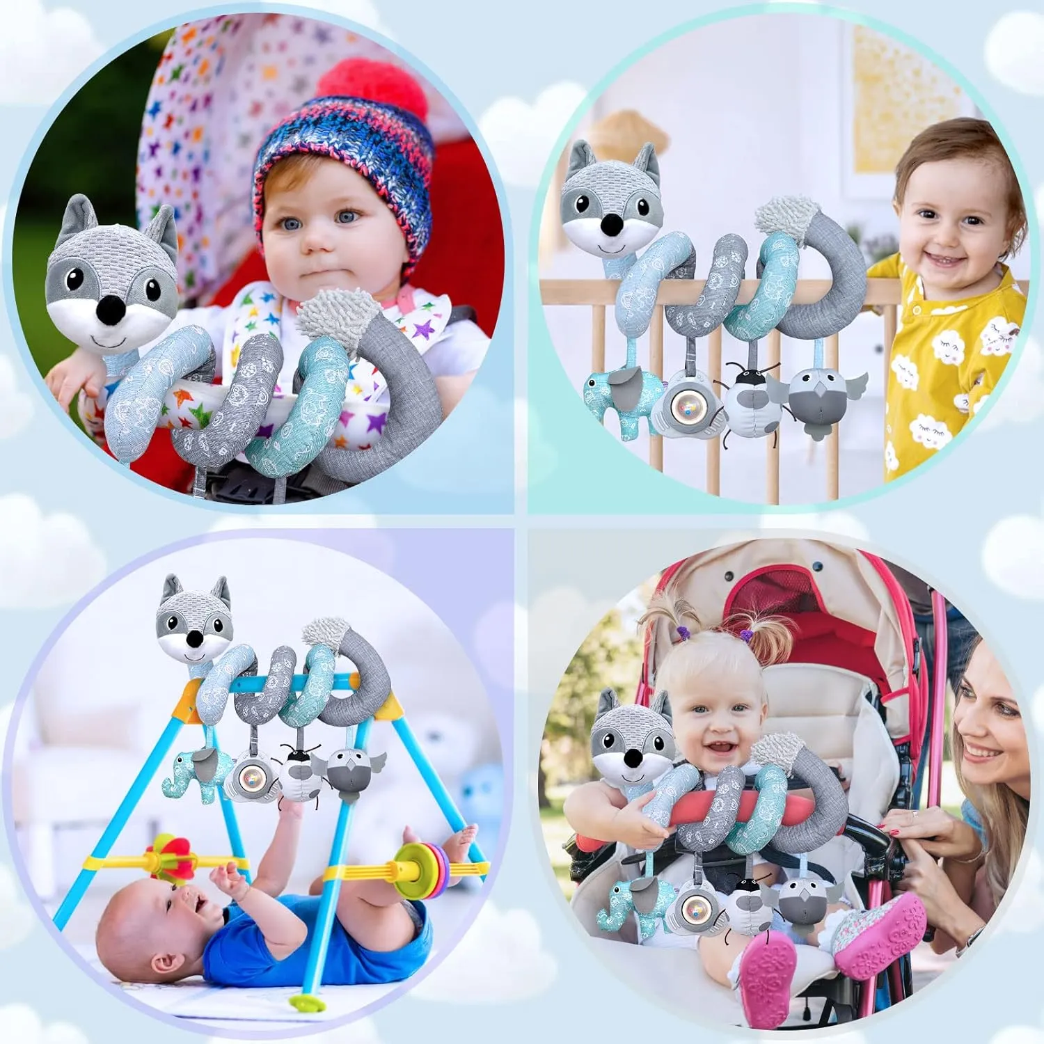 Car Seat Toys Newborn Toys, Stroller Toys Baby Toys 0-3 Months Infant Toys, Baby Toys for Carseat Stroller Crib with Music Rattle, Baby Toys for 0 3 6 9 12 Babies Boys Girls Enfants (Gray)