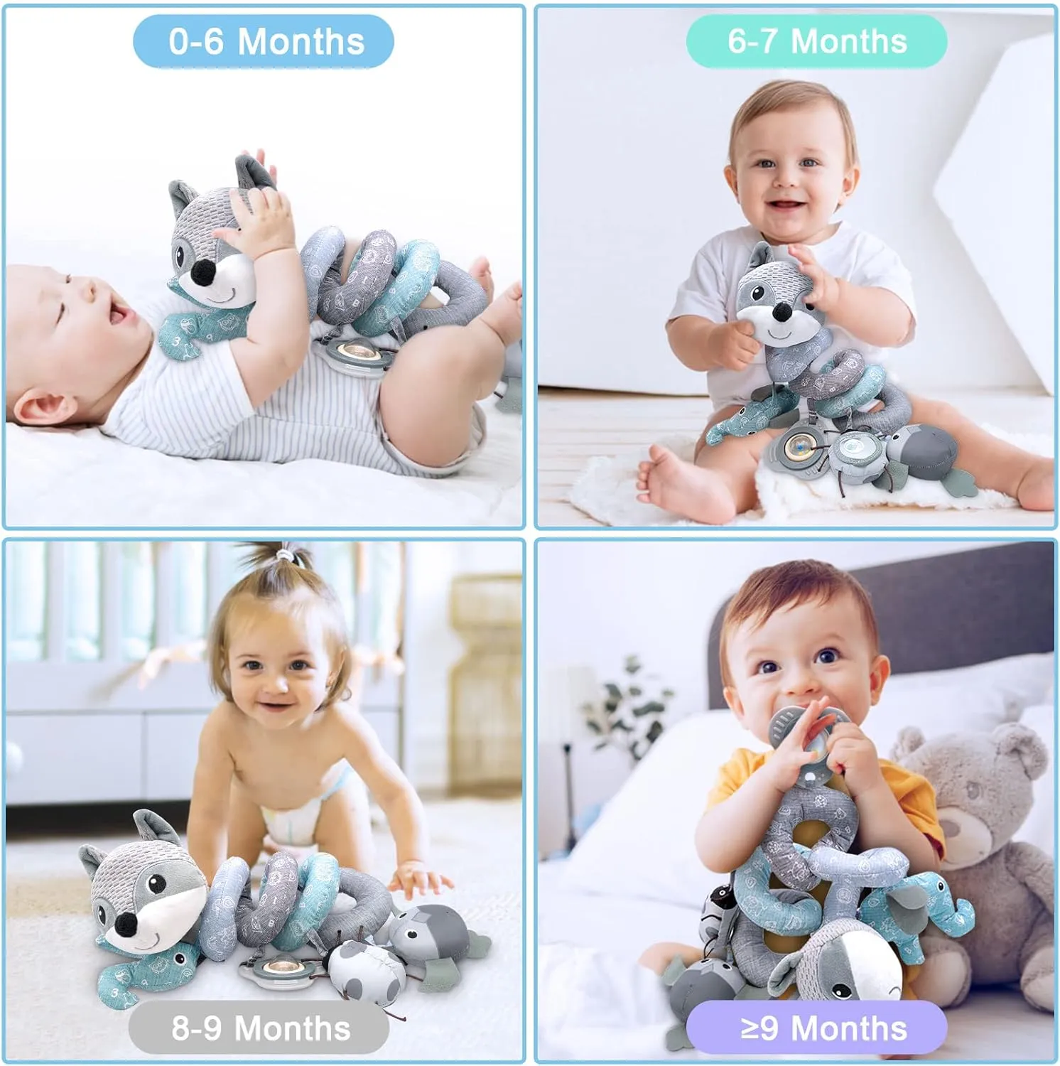 Car Seat Toys Newborn Toys, Stroller Toys Baby Toys 0-3 Months Infant Toys, Baby Toys for Carseat Stroller Crib with Music Rattle, Baby Toys for 0 3 6 9 12 Babies Boys Girls Enfants (Gray)