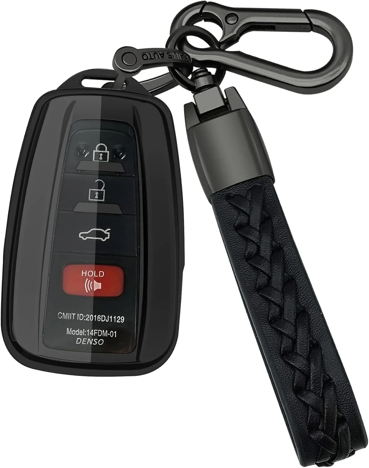 Compatible with Toyota key fob cover,case with keychain,Soft TPU 360 Degree Protection Key Case for Camry RAV4 Highlander Avalon C-HR Prius Corolla GT86 Smart Key,Black