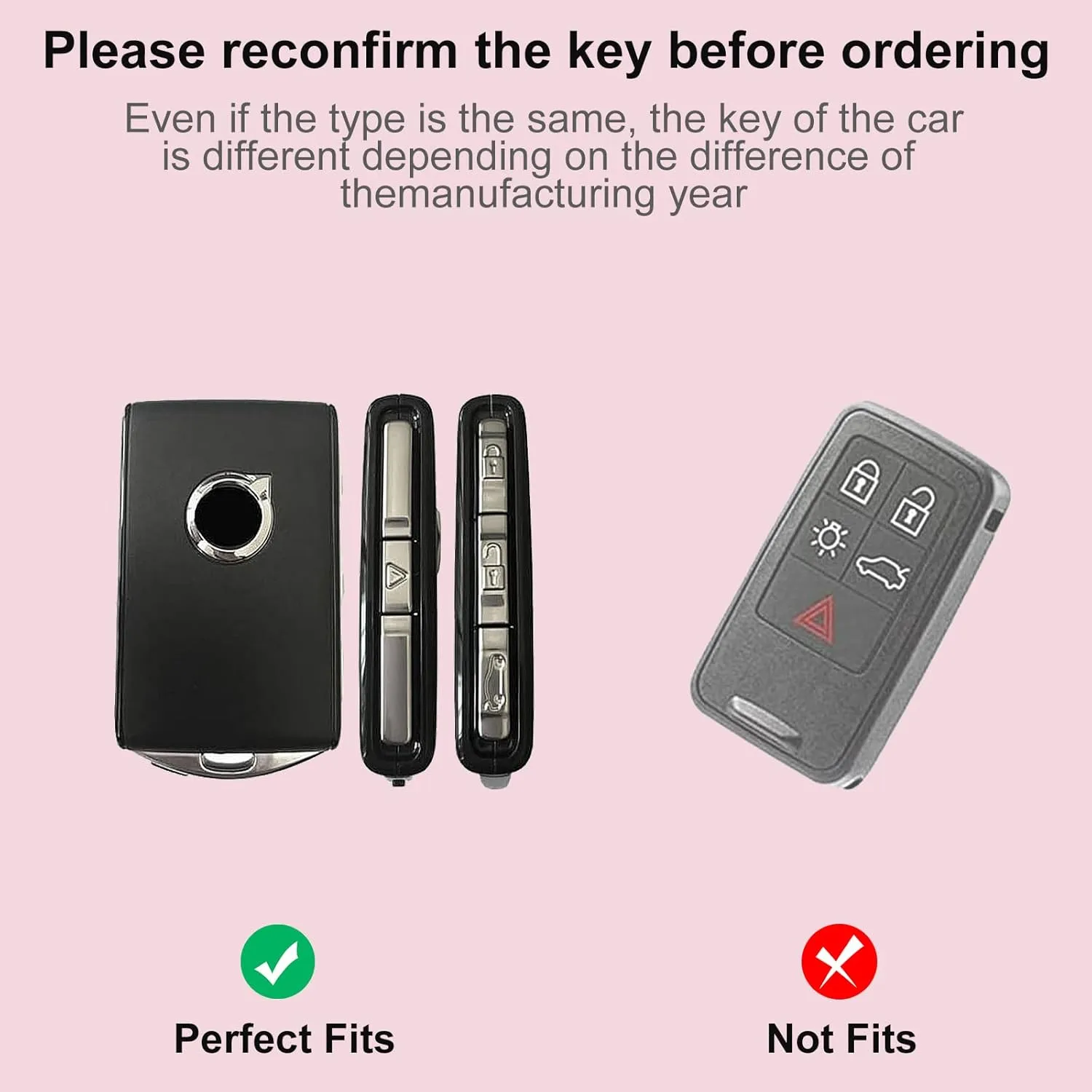 Compatible with Volvo Key fob Cover with Diamond Bling Keychain, Car Accessories Key Holder Shell for XC40 XC60 XC90 S90 V90 2021 2022 Smart Key, Silver Clear