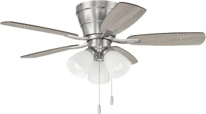 Craftmade 42" Wheeler Indoor Flush Mount 5 Blade Brushed Polished Nickel Finish Ceiling Fan with Optional 3-Light Kit