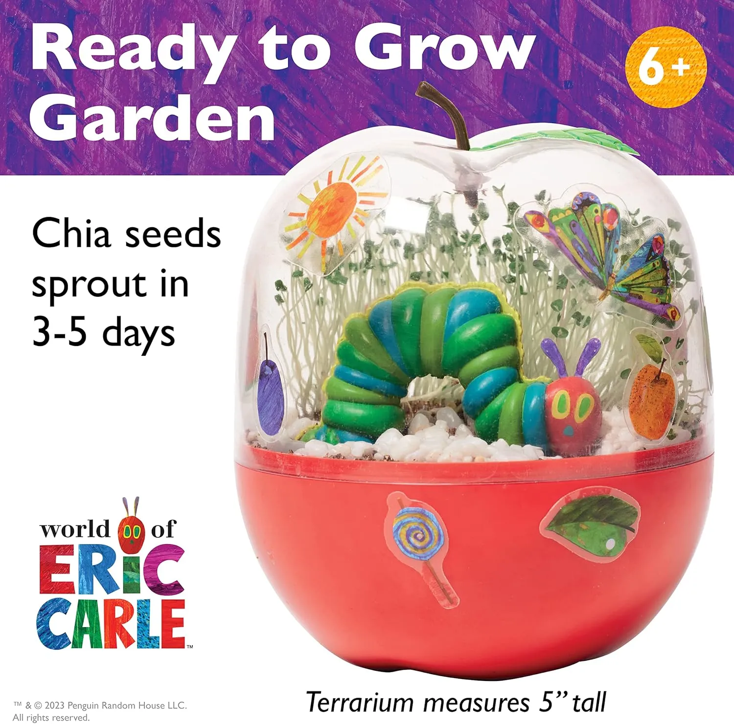 Creativity for Kids The Very Hungry Caterpillar: Ready to Grow Garden [Amazon Exclusive] Science Terrarium Kit Inspired from The World of Eric Carle Books, Gifts for Kids Ages 6-8 