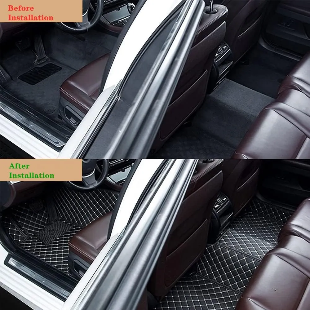 Custom Personalized Floor Mats for Cars - Luxury Full Coverage All Weather Mats, Anti-Slip Leather Mat Set, Fit for 99% of Cars, SUVs & Trucks (Black Blue, A-Diamond)