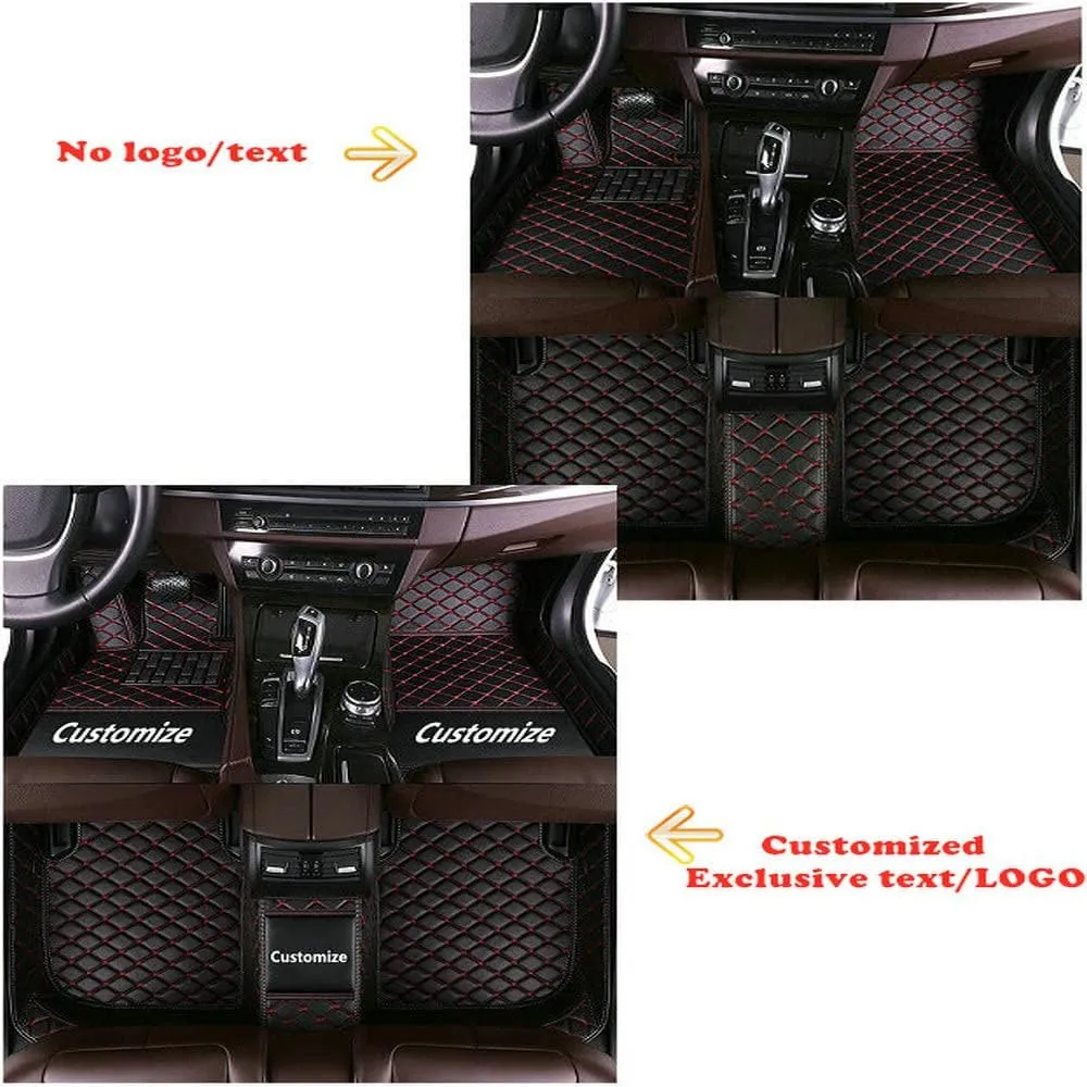 Custom Personalized Floor Mats for Cars - Luxury Full Coverage All Weather Mats, Anti-Slip Leather Mat Set, Fit for 99% of Cars, SUVs & Trucks (Black Blue, A-Diamond)