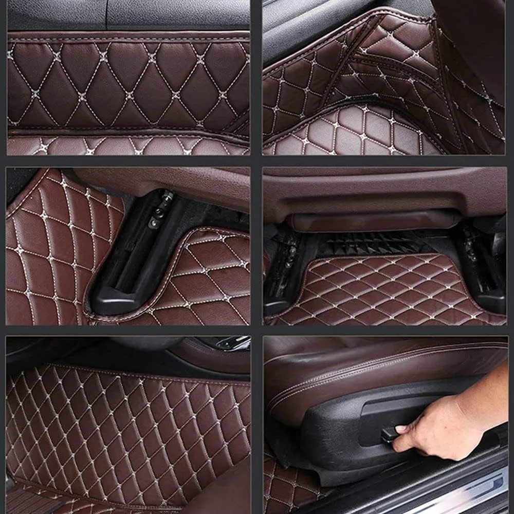 Custom Personalized Floor Mats for Cars - Luxury Full Coverage All Weather Mats, Anti-Slip Leather Mat Set, Fit for 99% of Cars, SUVs & Trucks (Black Blue, A-Diamond)