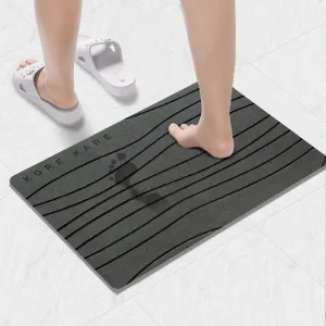 Diatomite Stone Bath Mat (23.6 x 15.3 Inch) - Non-Slip, Super Absorbent, Quick Drying - Easy to Clean, Multifunctional, Eco-Friendly - Dark Grey