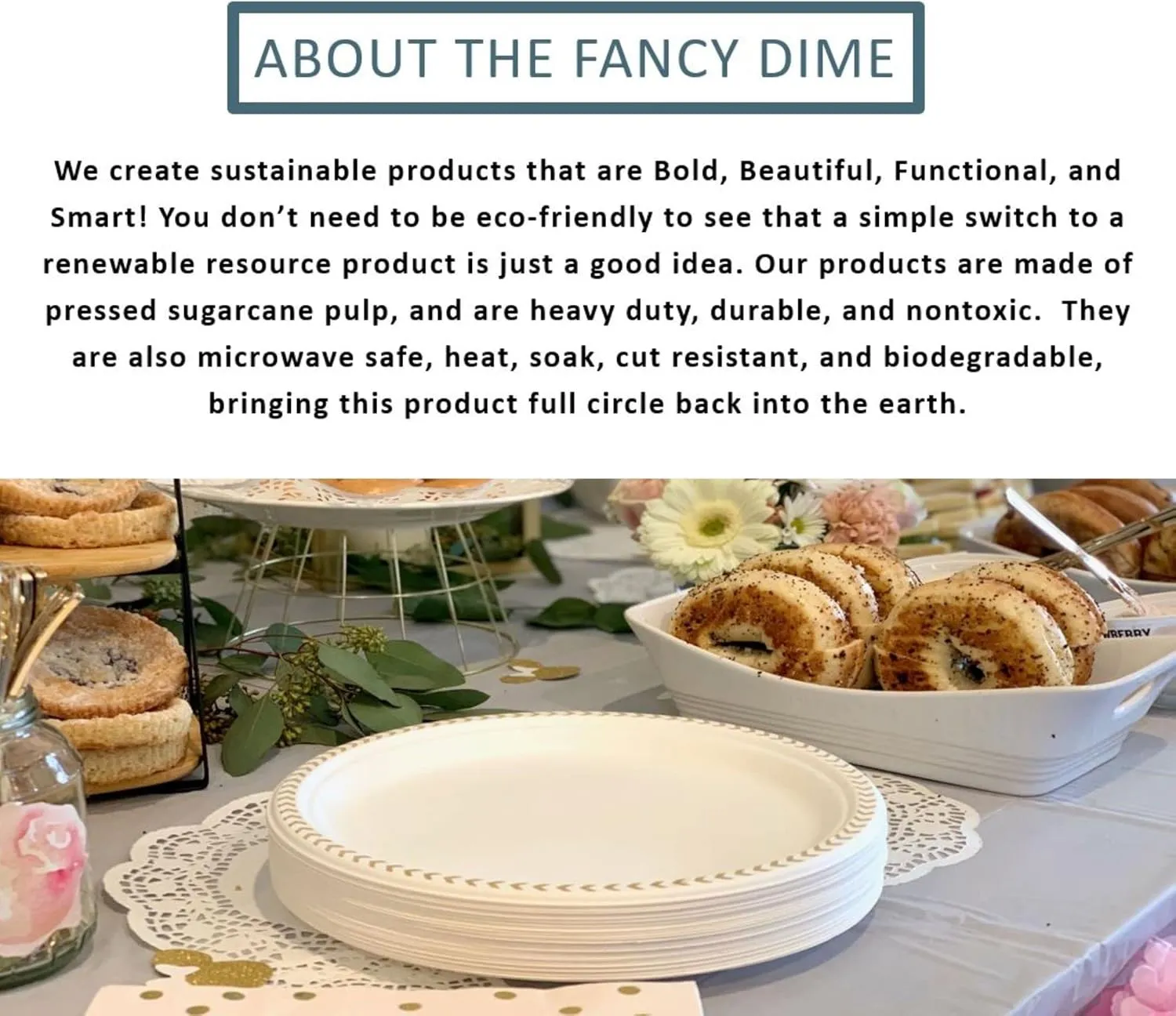 Disposable Paper Plate: Heavy Duty Elegant Eco-Friendly Compostable Paper Plates (50 Count), Tree Free Sugarcane Bagasse Plate with Color Party Plate (Silver Chevron, 10 inch)