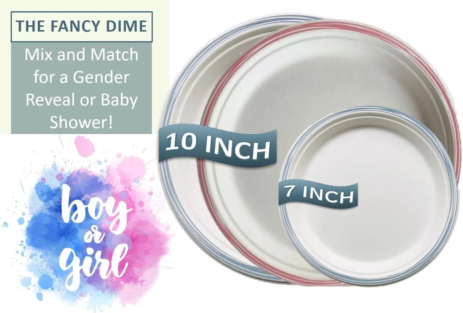 Disposable Paper Plate: Heavy Duty Elegant Eco-Friendly Compostable Paper Plates (50 Count), Tree Free Sugarcane Bagasse Plate with Color Party Plate (Silver Chevron, 10 inch)
