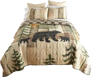 Donna Sharp Queen Bedding Set - 3 Piece - Painted Bear Lodge Quilt Set with Queen Quilt and Two Standard Pillow Shams - Machine Washable