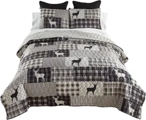 Donna Sharp Queen Bedding Set - 3 Piece - Ridge Point Lodge Quilt Set with Queen Quilt and Two Standard Pillow Shams - Machine Washable