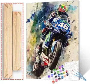 Extrem Sport Paint by Numbers Motocross Championship Paint by Numbers Kits on Canvas for Adults Motorcycle Painting Acrylic Paints for Perfect for Gift Home Wall Decor DIY Framed 16x20 Inch