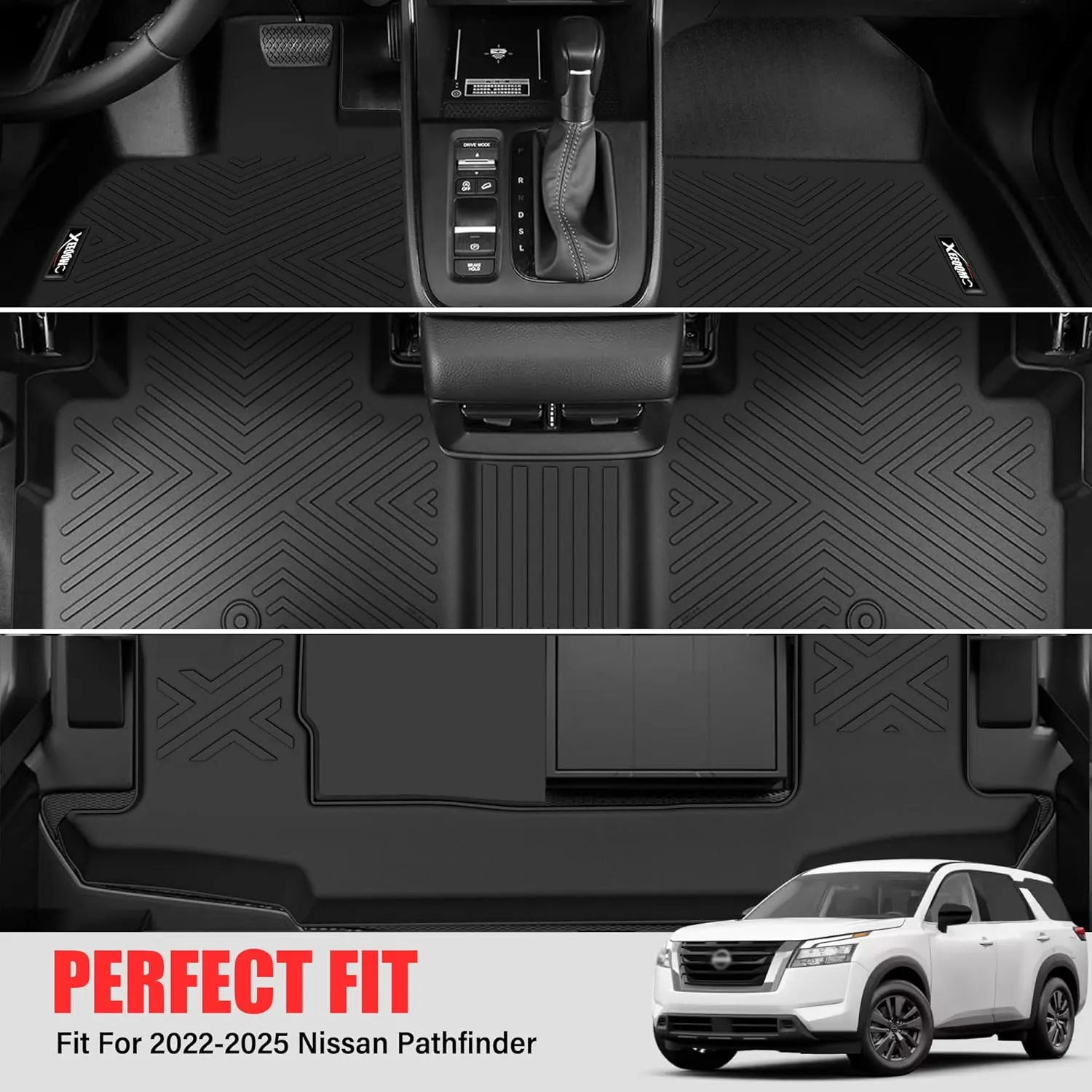 Floor Mats &Trunk Mat for 2022 2023 2024 2025 Nissan Pathfinder 7 Seats with Backrest Mat All Weather TPE Rubber Cargo Liner for 2022-2025 Nissan Pathfinder Accessories