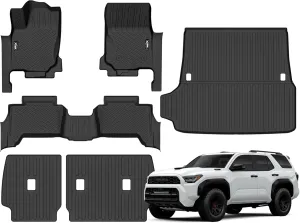 Floor Mats for 2025 Toyota 4runner Fuel 5 Seats (Not for Hybrid/EV) Trunk Mat with Backrest Mat All Weather TPE Rubber Floor Liner Set Cargo Liner for 2025 Toyota 4runner Fuel Accessories