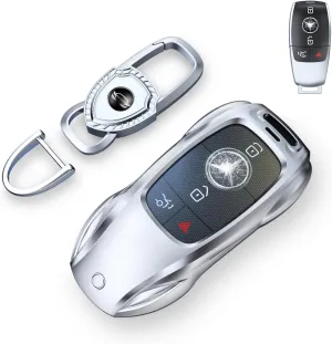 for Benz Key Fob Cover,Fit A B C E G S R Class SL SLC CLS CLA GLB GLC GLE GLS AMG CLK ML SLK Key Case Shell (Fashion Silver，for Benz-A)
