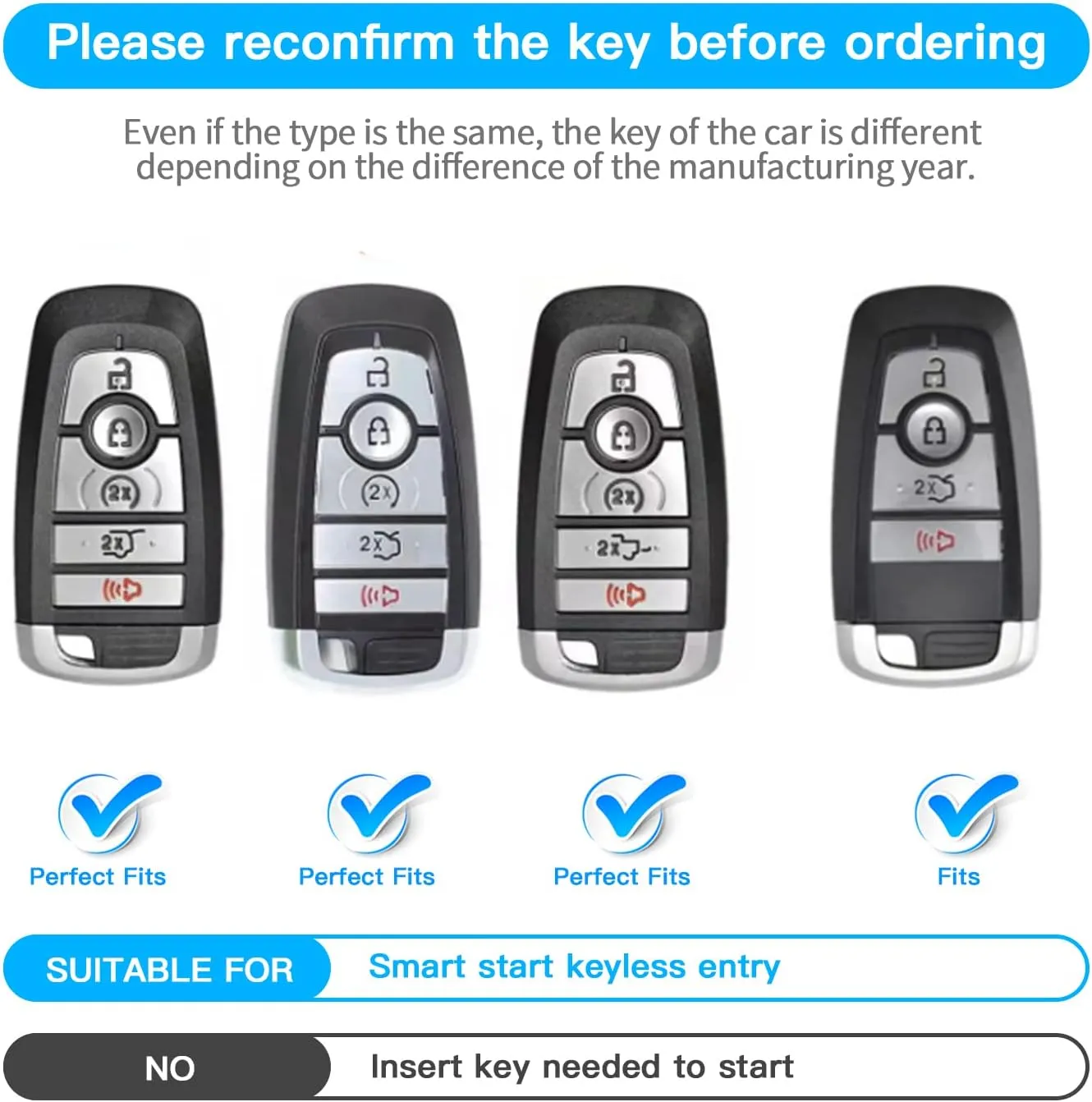 For Ford Key Fob Cover with Keychain, Soft TPU Key Case Shell Full Protection for Ford Explorer Fusion Escape Edge Expedition F150 F250 F350 F450 F550 Maverick Mustang(Blue)