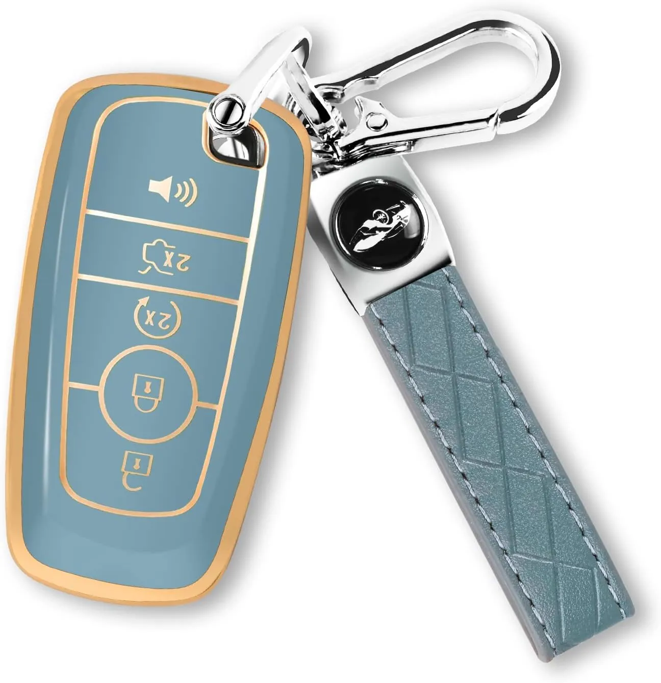 For Ford Key Fob Cover with Keychain, Soft TPU Key Case Shell Full Protection for Ford Explorer Fusion Escape Edge Expedition F150 F250 F350 F450 F550 Maverick Mustang(Blue)