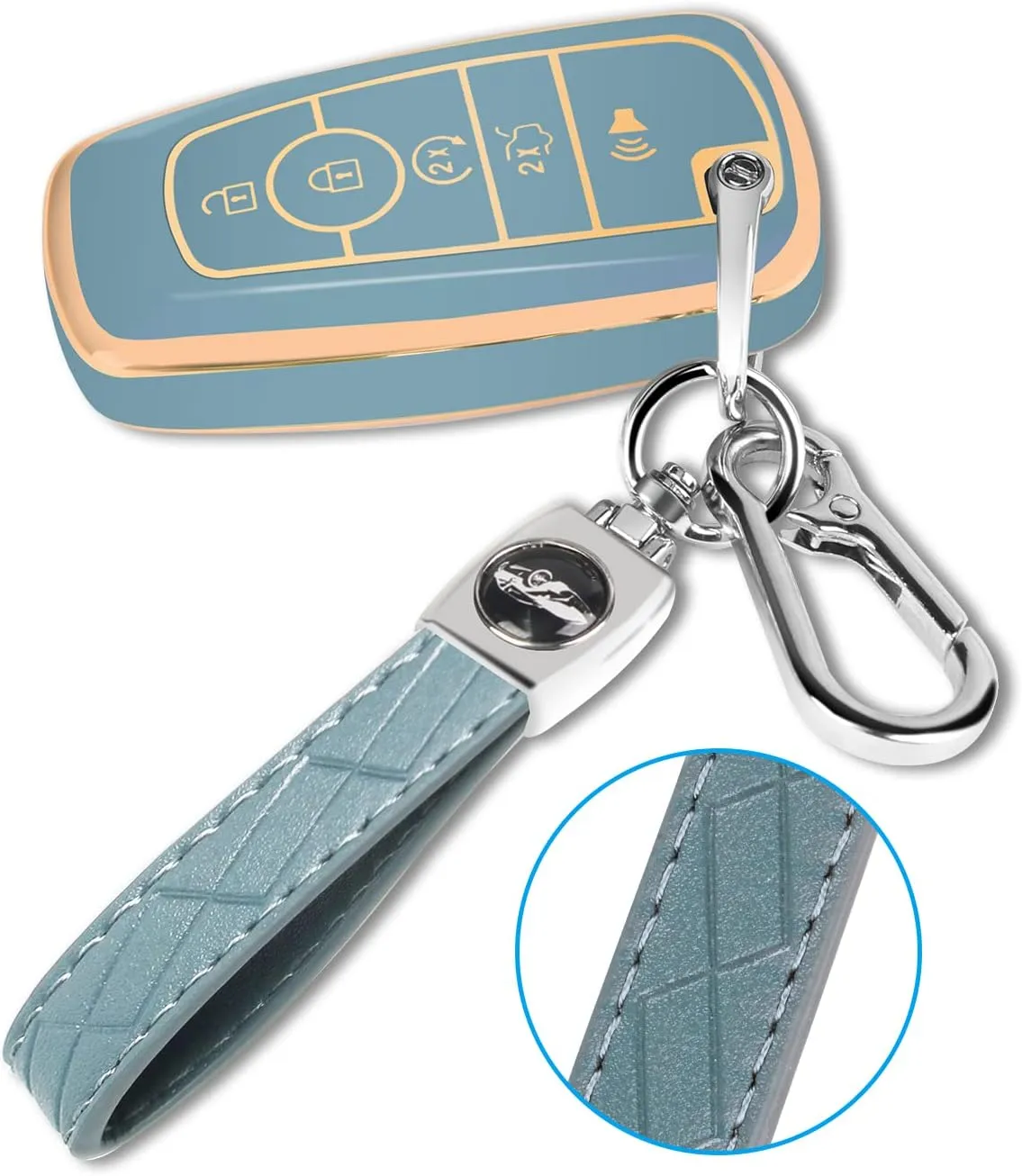 For Ford Key Fob Cover with Keychain, Soft TPU Key Case Shell Full Protection for Ford Explorer Fusion Escape Edge Expedition F150 F250 F350 F450 F550 Maverick Mustang(Blue)