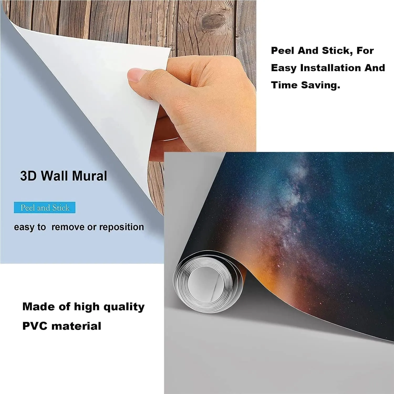 Forest Stream 3D Removable Wallpaper Self-Adhesive, Alpine Rocks Wall Murals Peel and Stick Wall Stickers, for TV Sofa Background Living Room Bedroom Home Decor,116"W x91"H