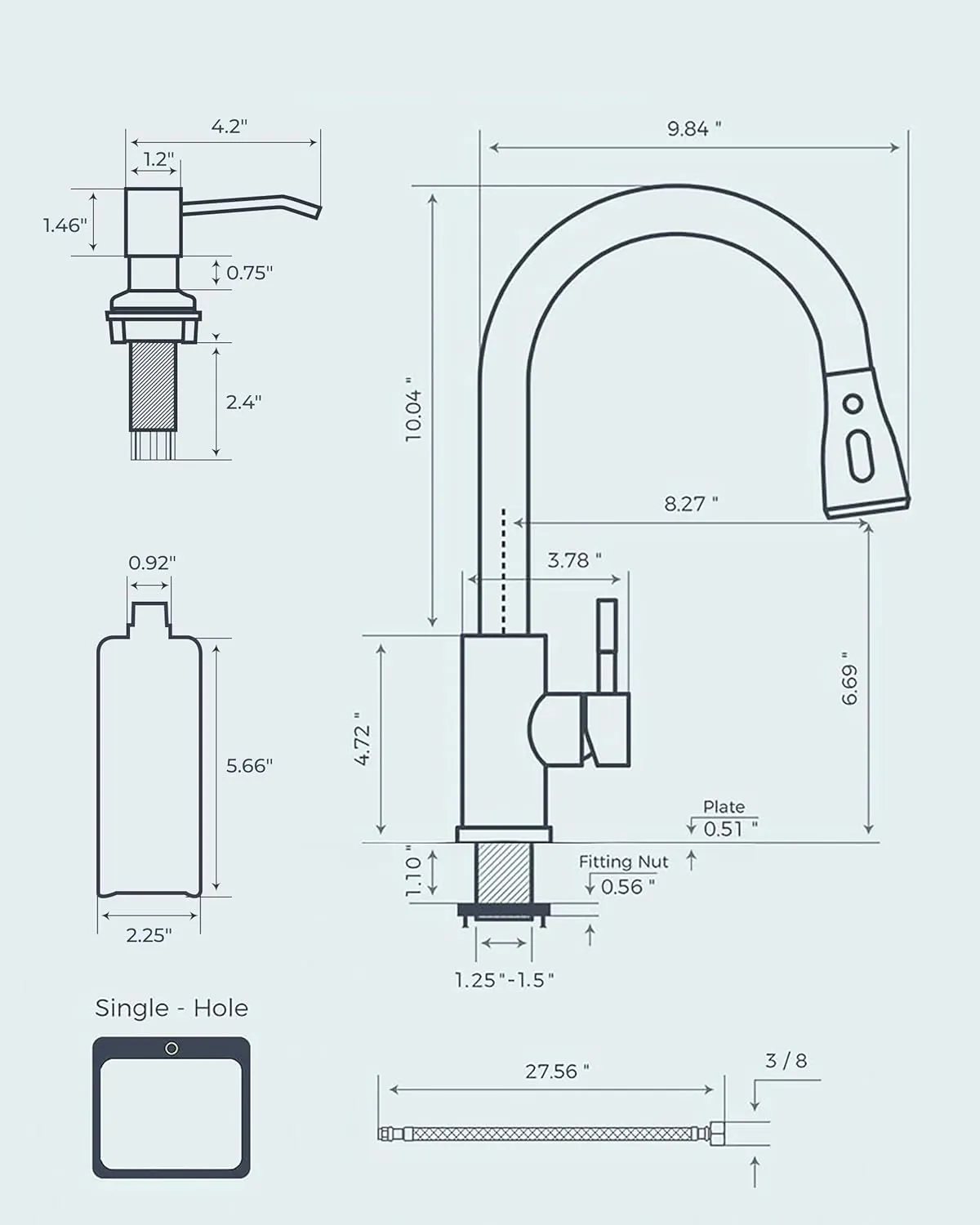 FORIOUS Kitchen Faucets with Soap Dispenser and Pull Down Sprayer, High Arc Single Handle Classic 3 Modes Stainless Steel Faucet for Kitchen Sink Farmhouse RV Bar Laundry Camper, Black Brushed